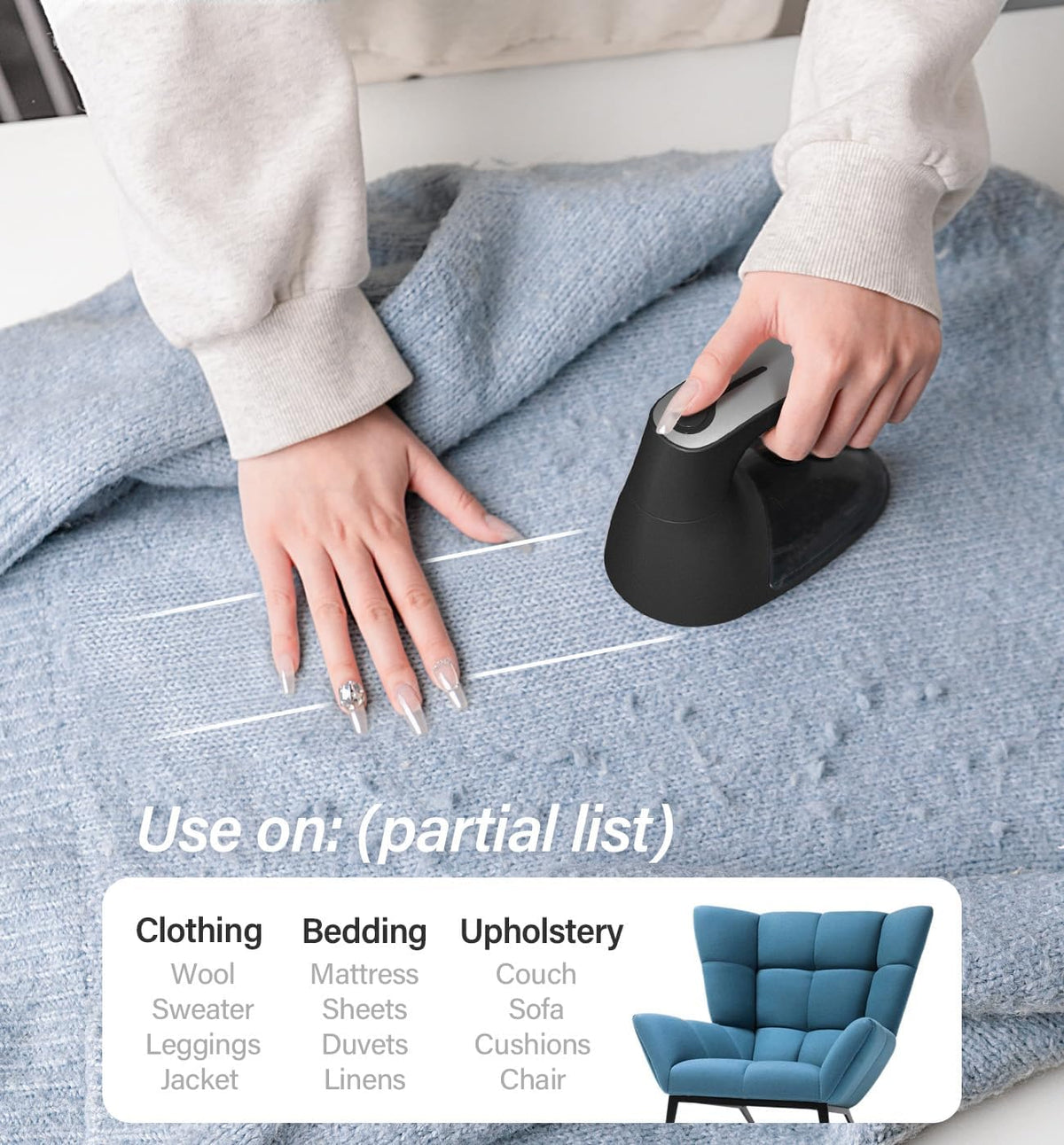 Bymore Fabric Shaver, Lint Shaver, Sweater Shaver for Clothes, Black
