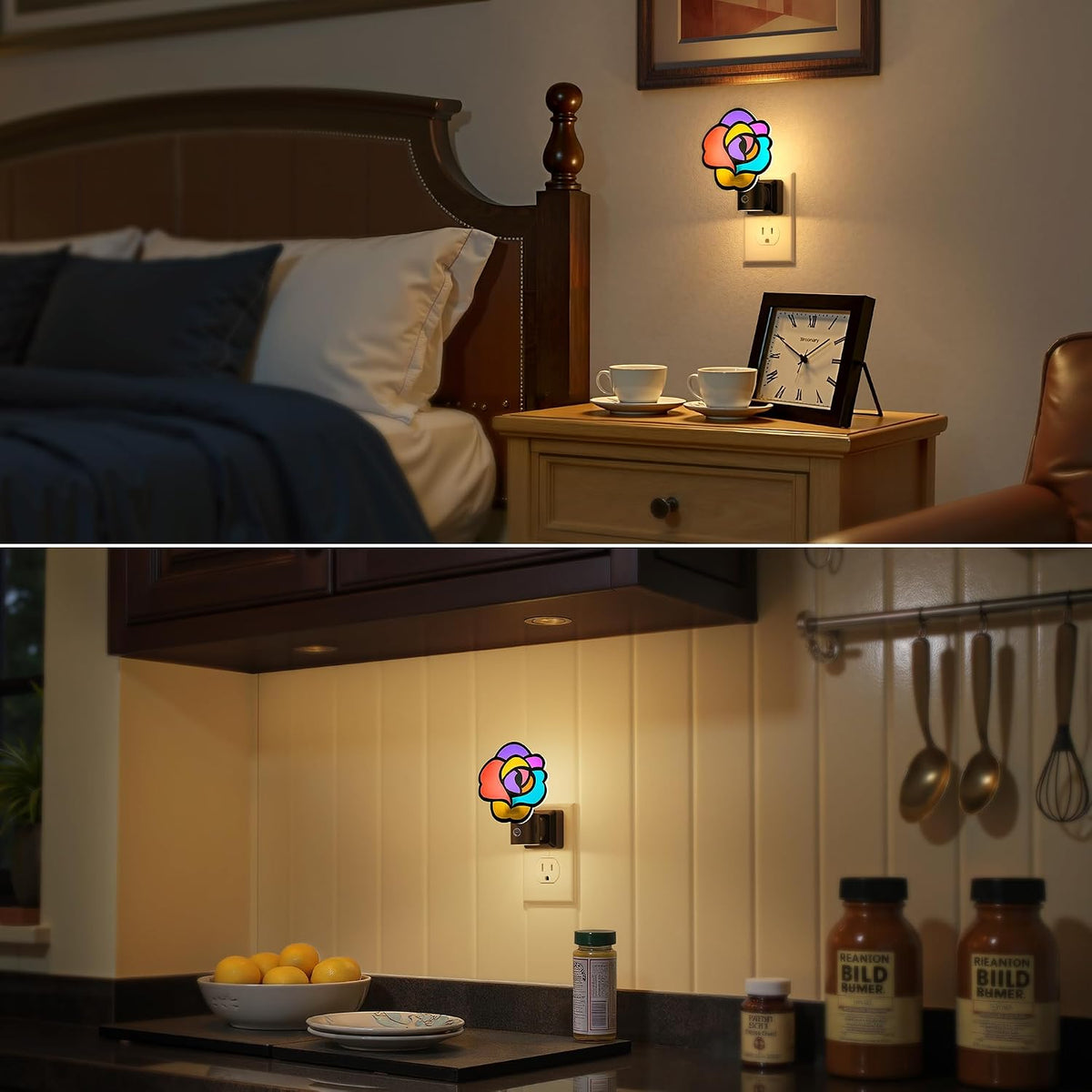 Briignite Flower Night Light, Decorative Rose Night Lights Plug into Wall