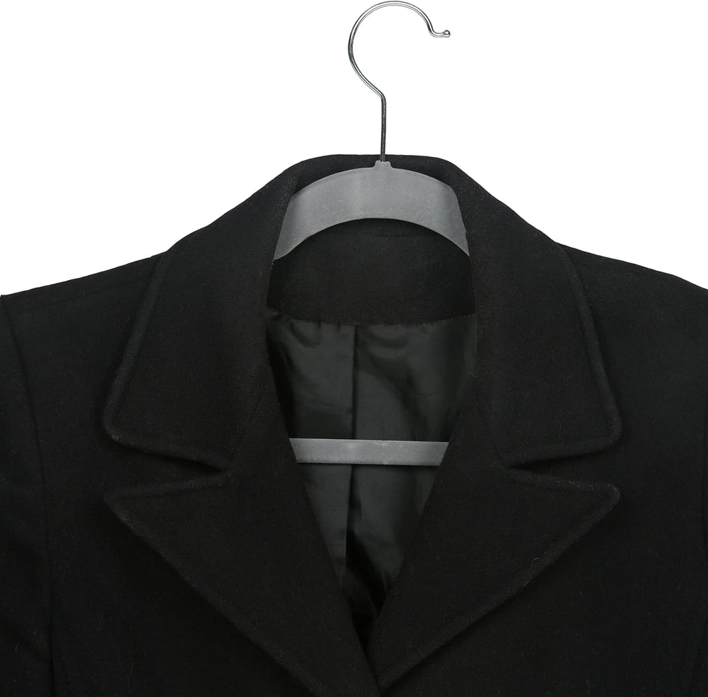 Simplify Extra Wide 21” Velvet Coat Hangers | 6 Pack | Slim Design | Heavy Duty | Holds 10 Pounds | Closet Organization | Shirt & Clothes | Grey