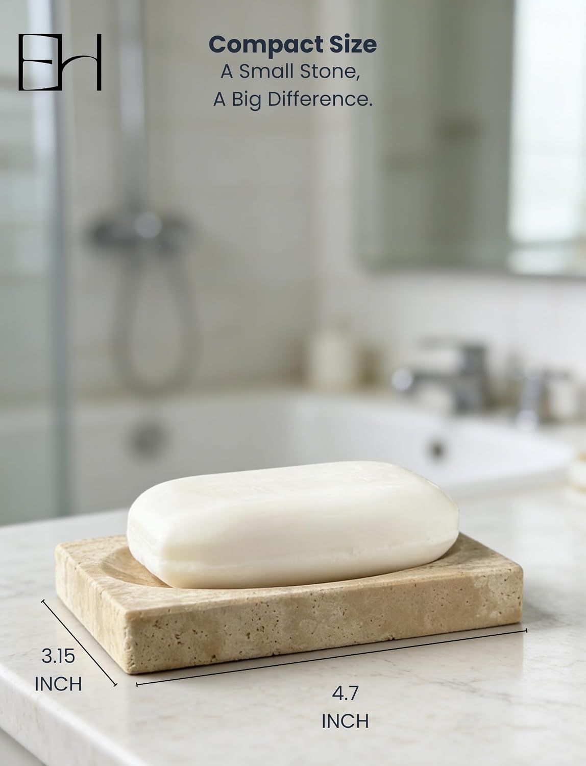 Marble Soap Dish Tray, Soap Bar Holder for Bathroom Shower