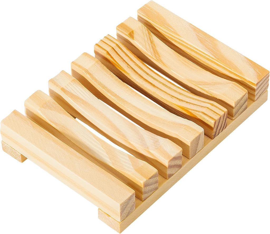 Natural Wooden Soap Dish for Shower Self Draining Bar Soap Holder 1Pack