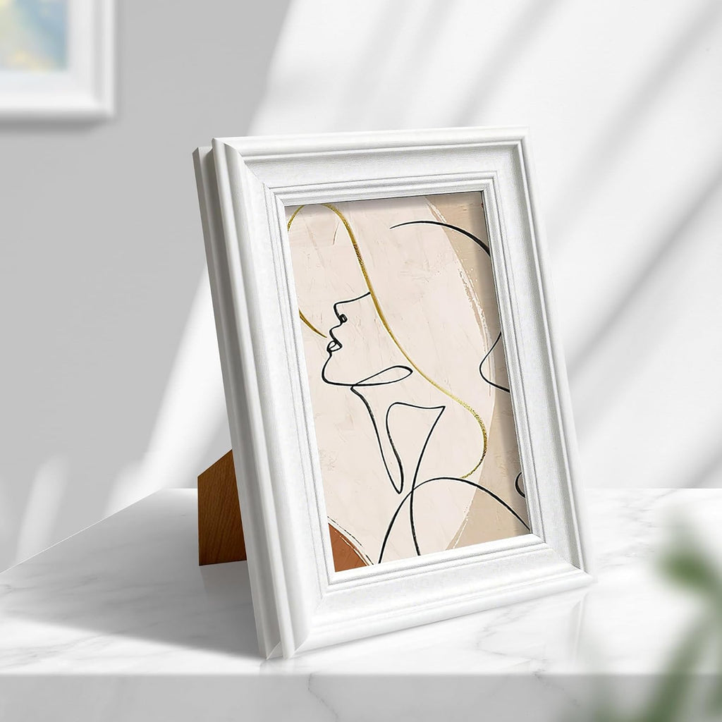 PEALSN 5x7 Picture Frame, Real Glass Front and Black Backboard, White