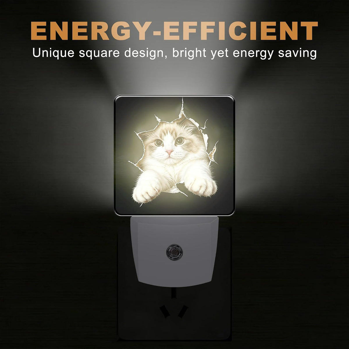 Night Light Broken Hole Cat Night Lights Plug into Wall with Dusk to Dawn Smart Sensor for Bedroom Bathroom Hallway Kitchen, Warm Nightlights for Boys Girls Women Men