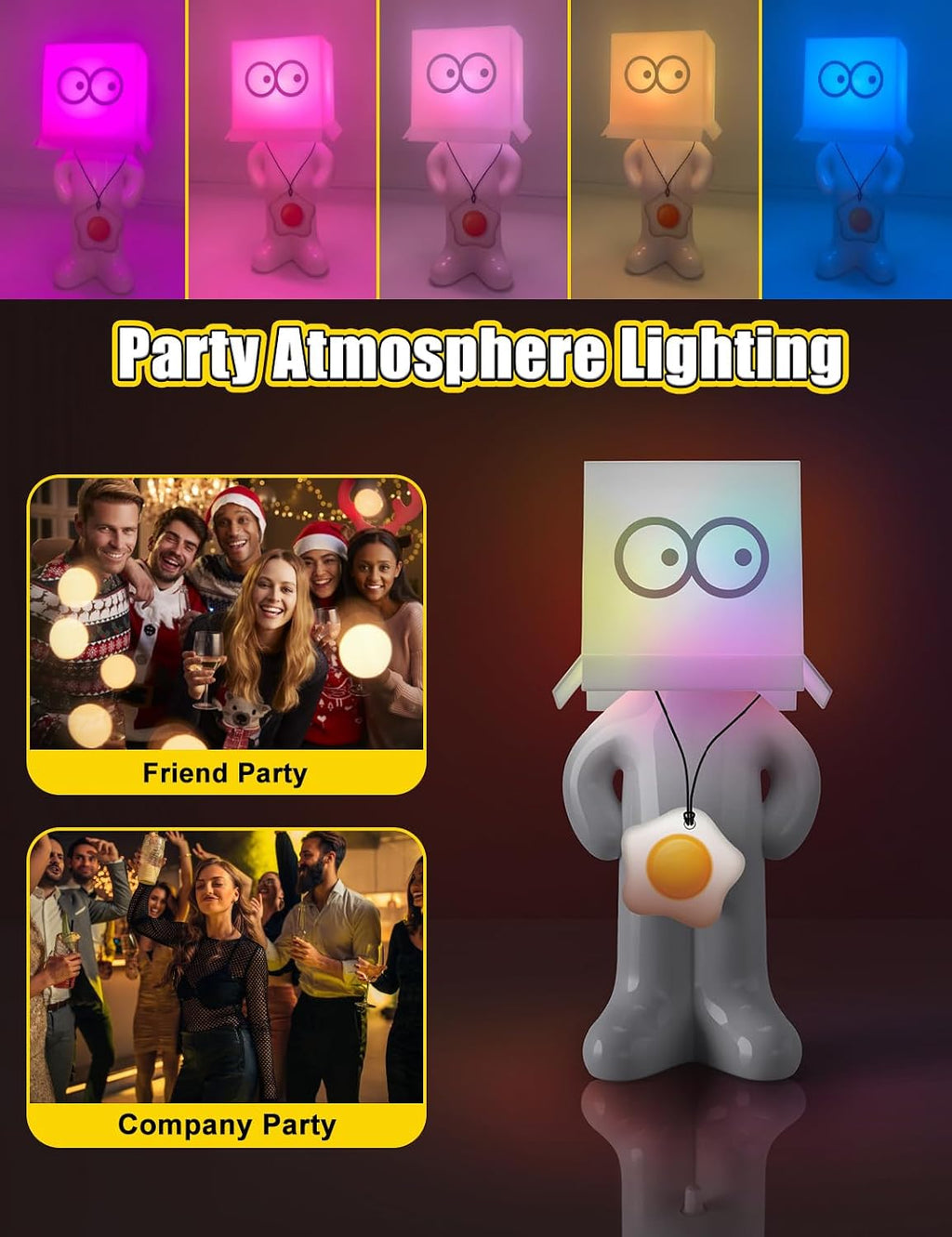 Shy Man Lamp Funny Gag Gift Night Light for Adults Men Women, White (Ivory)