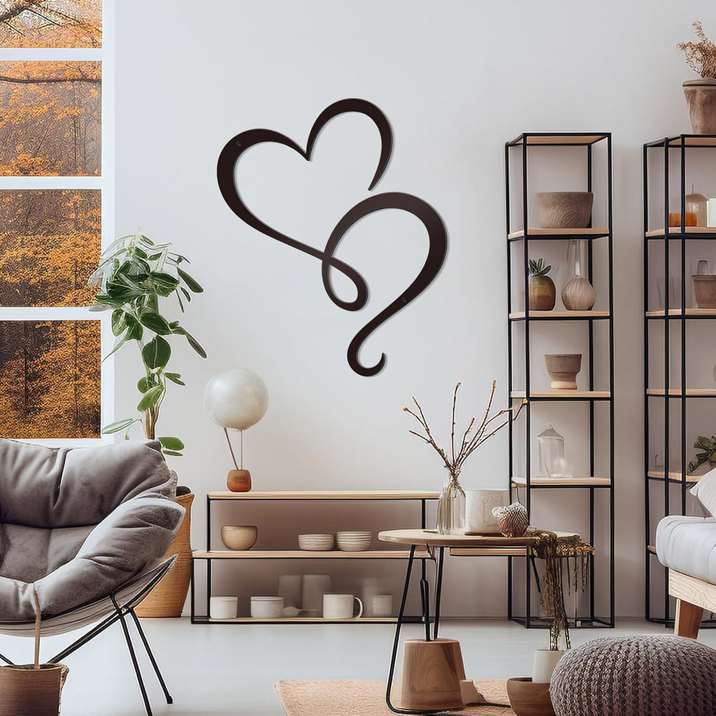 Bnesi Minimalist Heart Metal Wall Art, Black Wall Decor for Bedroom