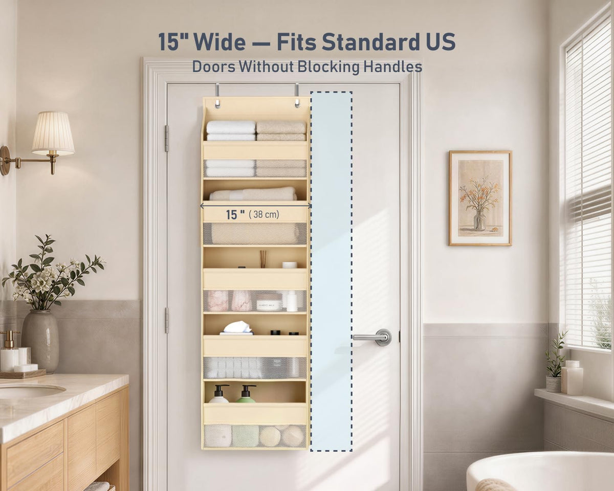 DIMJ Over the Door Organizer, 5-Shelf Hanging Organizer, Beige, 1 Pack