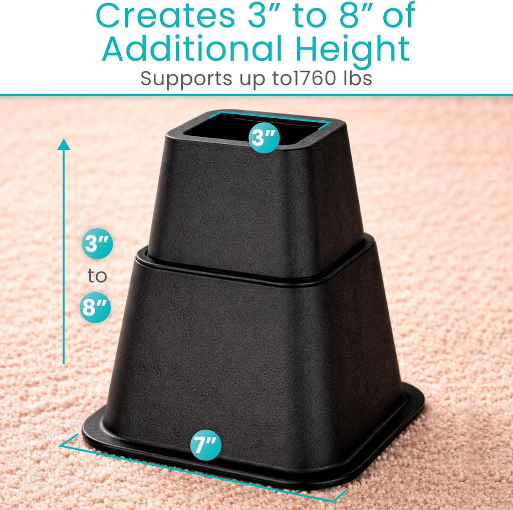 Vive Bed Risers - 3, 5 & 8 Inch Heavy Duty Stackable Risers - Furniture