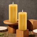 Natural Beeswax Pillar Candles Non Toxic, 240H Long Burning, 2"x4", 2Pack