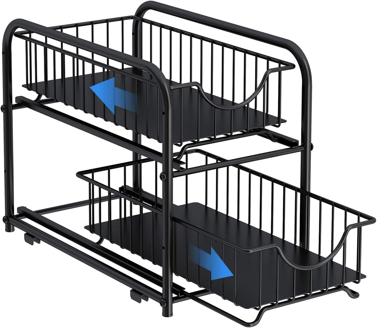 2-Tier Pull Out Organizer Under Sink Sliding Cabinet Rack,Black