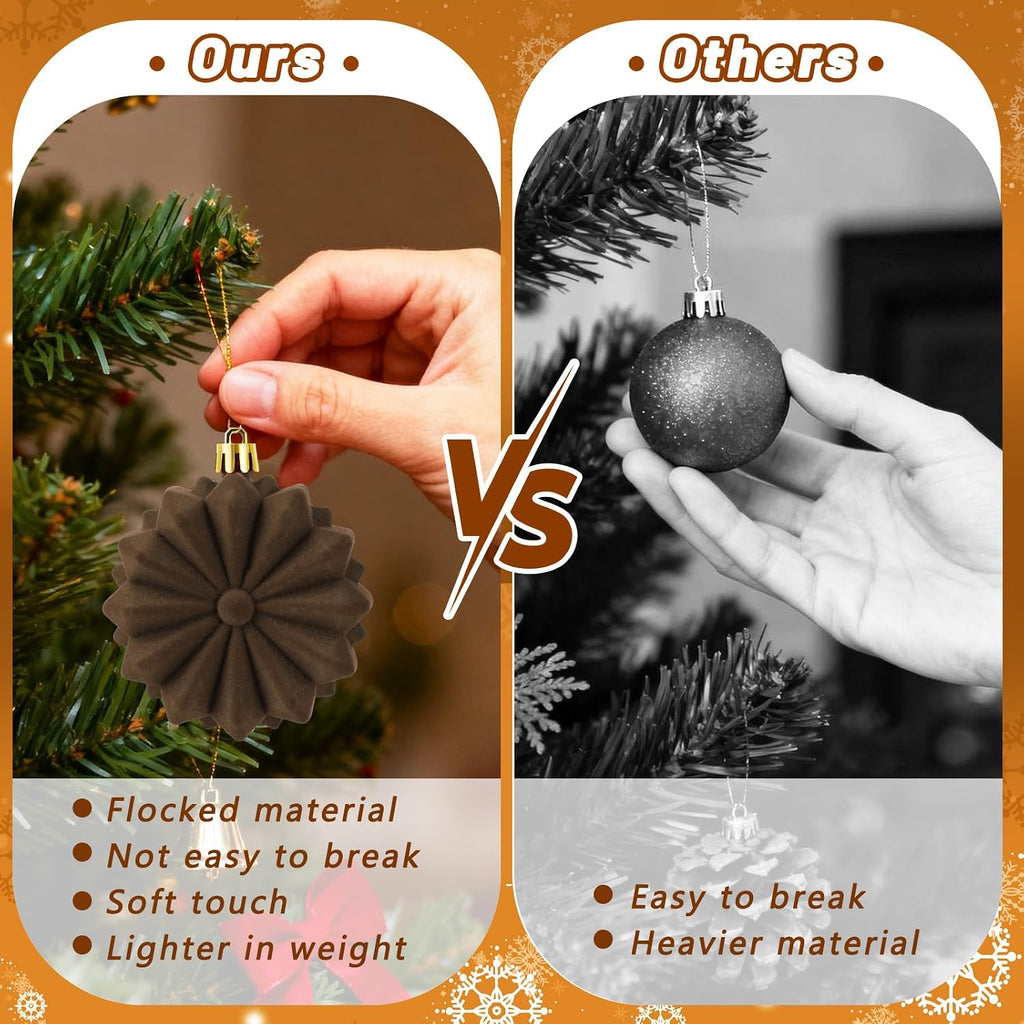 48 Pcs Velvet Christmas Ball Ornaments Set for Xmas Tree Decor(Caramel)