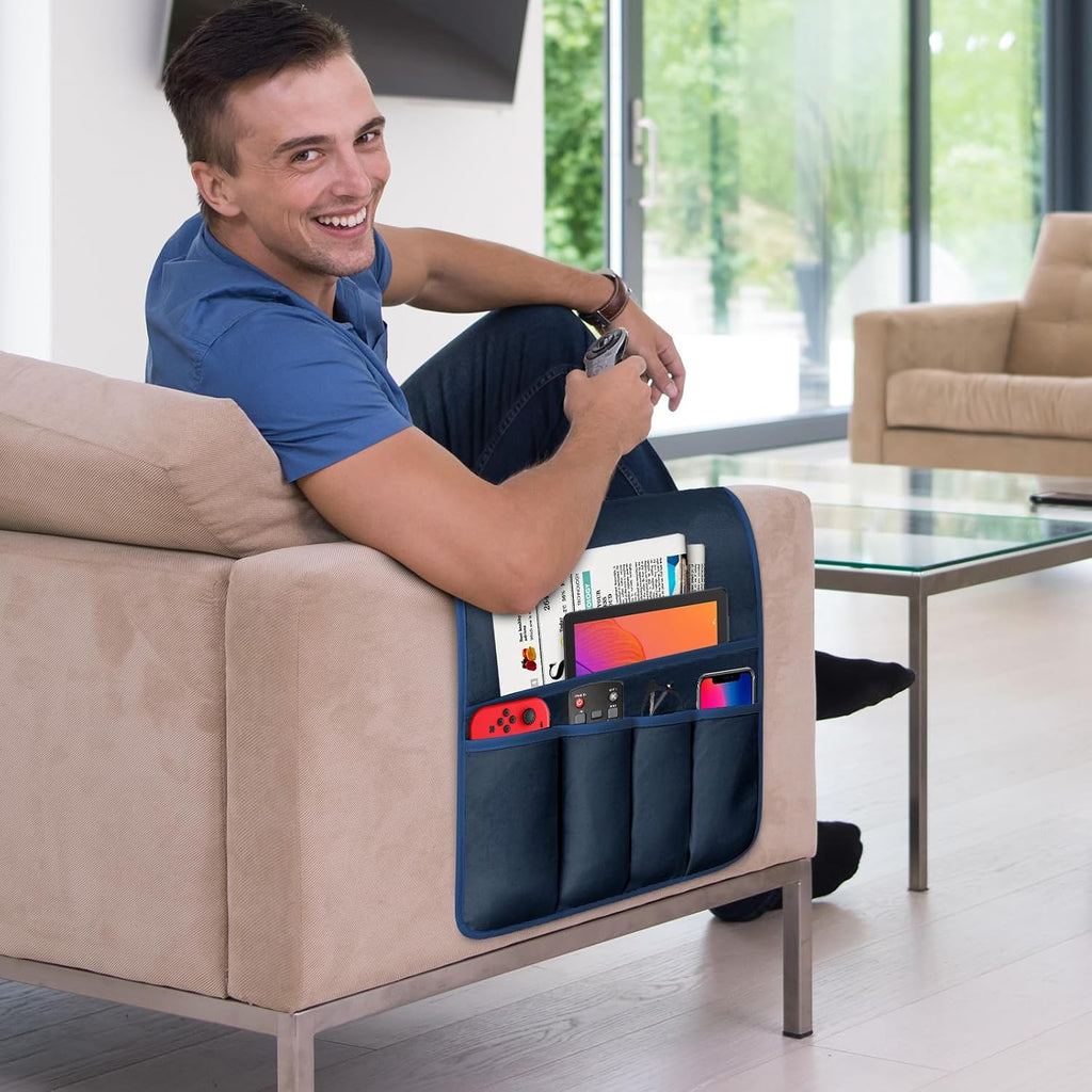 Remote Control Holder for Armchair Caddy, Remote Holder with 5 Pockets