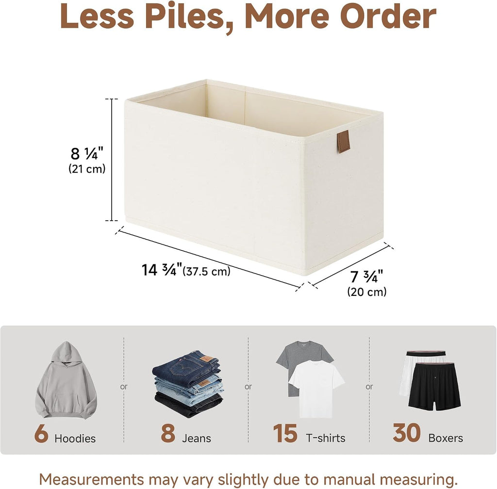 StorageWorks Narrow Storage Bins, 14¾"Lx7¾Wx8¼H, 4-Pack, Beige