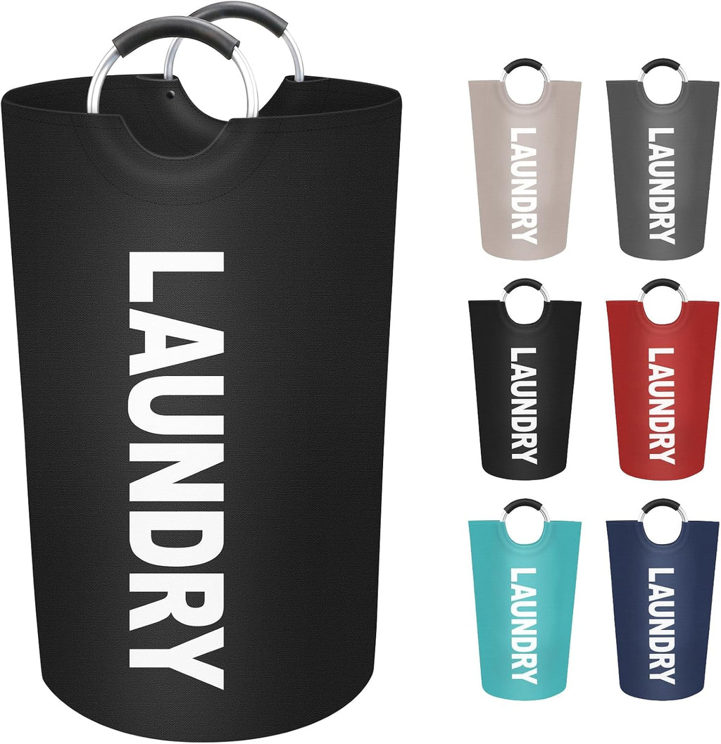 90L Laundry Basket, Waterproof Collapsible Laundry Hamper, Black