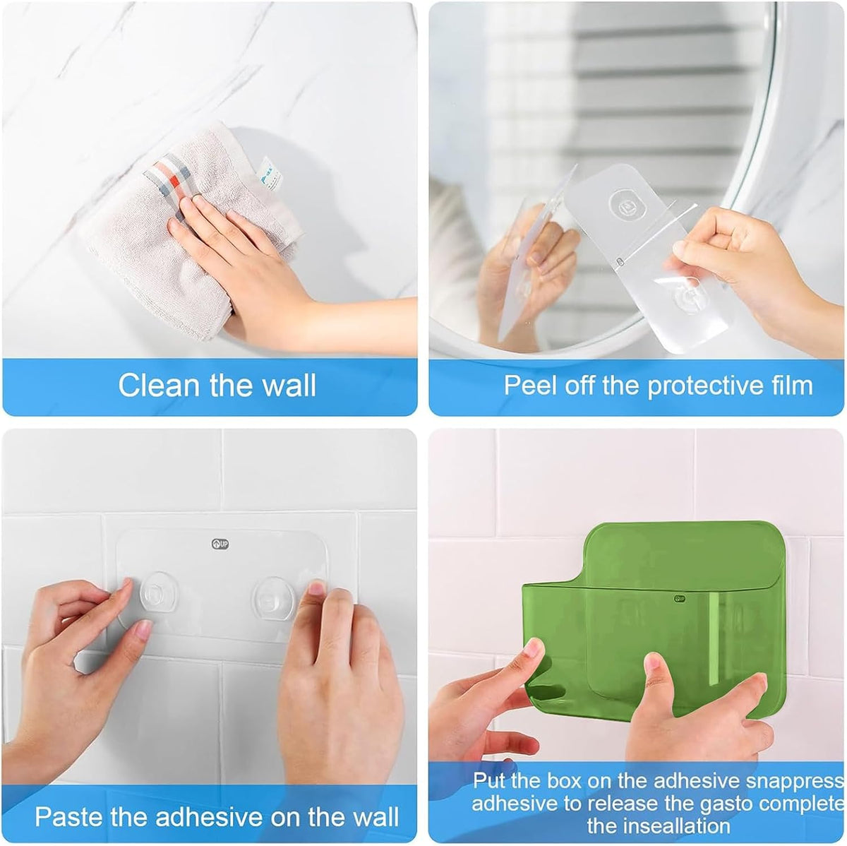 CGBE 2-Pack Cabinet Door Organizer, Self Adhesive Bathroom Shelves, Green