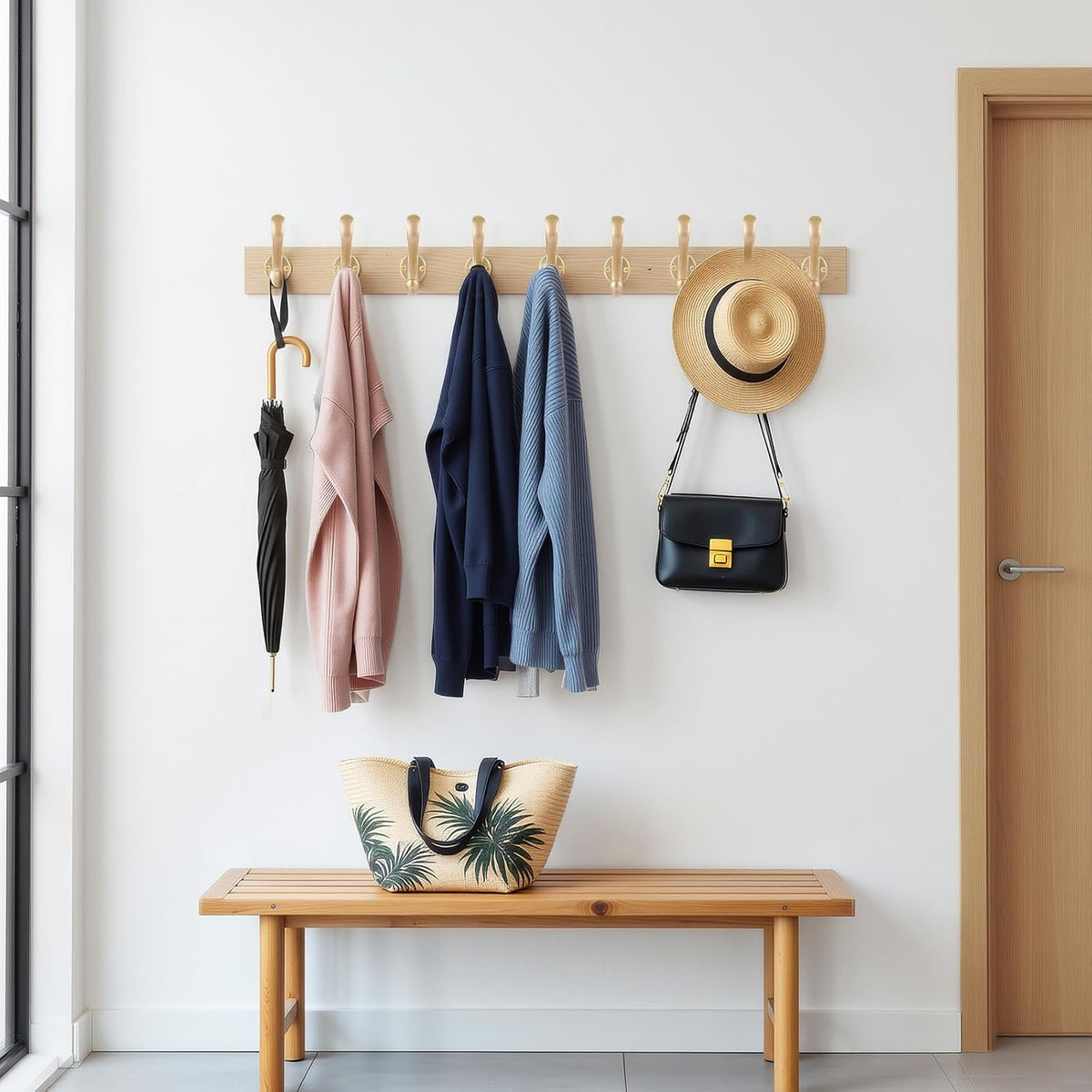 6 Pack Coat Hooks Wall Mount Heavy Duty Utility Retro Double Hooks for Hanging Coats,Hat, Towel, Key, Robe, Scarf, Bag, Cap (Gold)