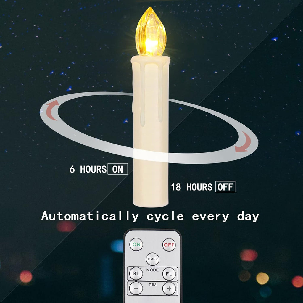 FPOO 10PCS LED Window Candles Remote Timer, Christmas Tree Candles, Ivory