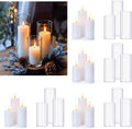 24 Pcs White Pillar Candles and Glass Candle Holders Cylinder Candle Vases for Pillar Candles Hurricane Candle Holders Set for Wedding Party, Event, Home Office Decor