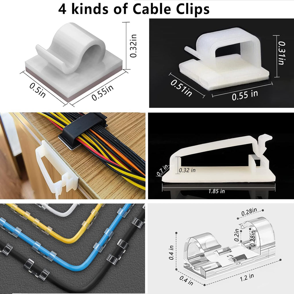 White Cable Management Organizer Kit 4 Cable Sleeve Split 311Pcs