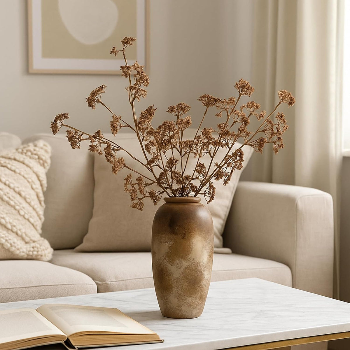 Suncalla 6 Pcs Faux Dusty Plum Berry Stem Fall Decor, Orange, 22 Inch
