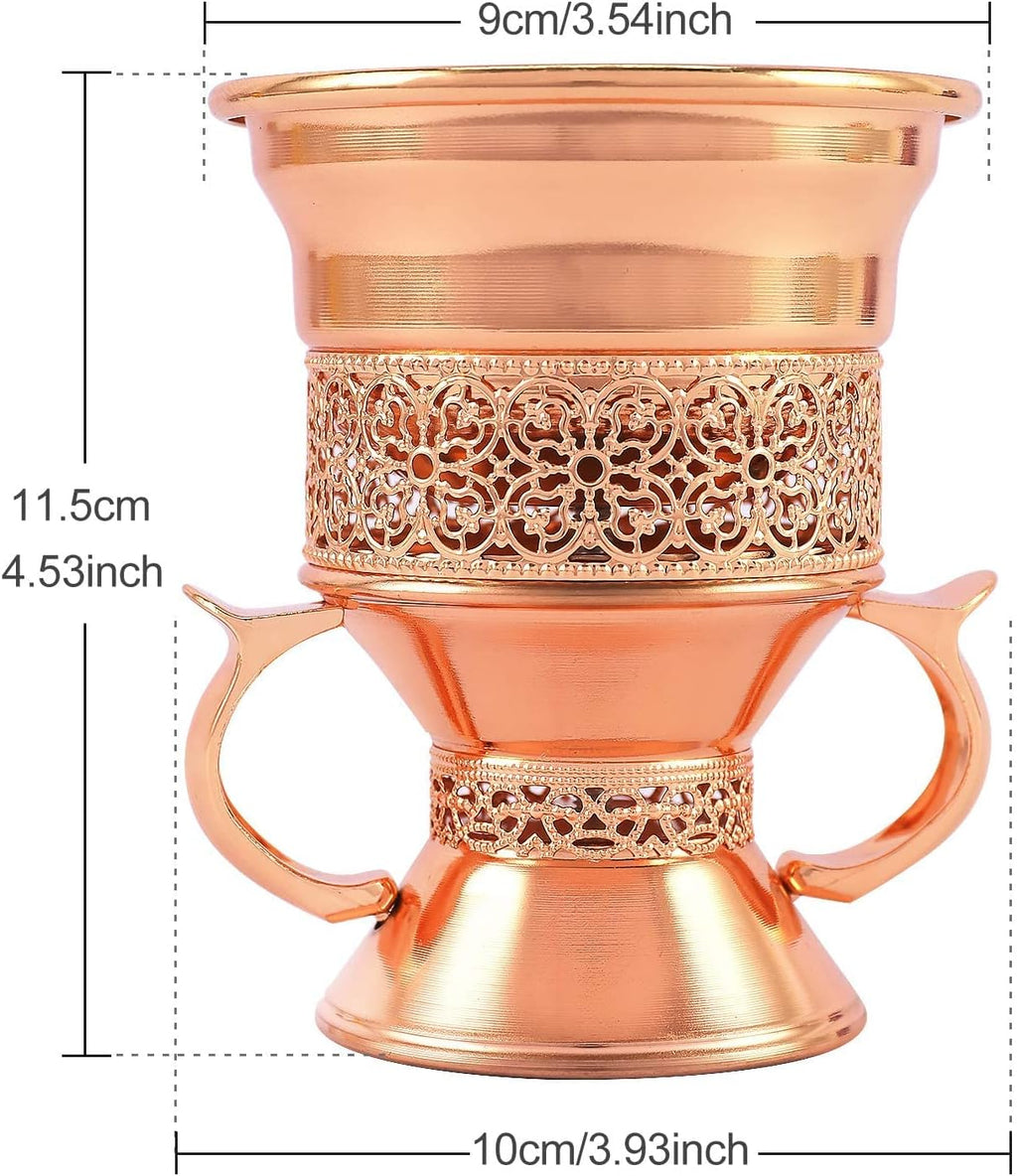 Metal Frankincense Resin Incense Burner, Incense Censer, Portable Bakhoor Burner, Charcoal Bakhoor Burner, Myrrh Burner with Tongs for Yoga, Spa Aromatherapy (Rose Gold)