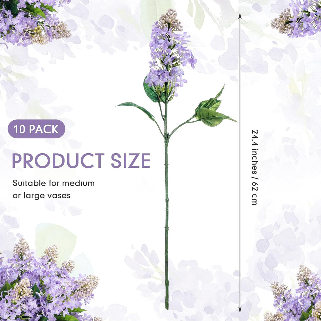 Thiccywoov 10 Pcs 24" Purple Artificial Lilac Flower for Table Centerpieces