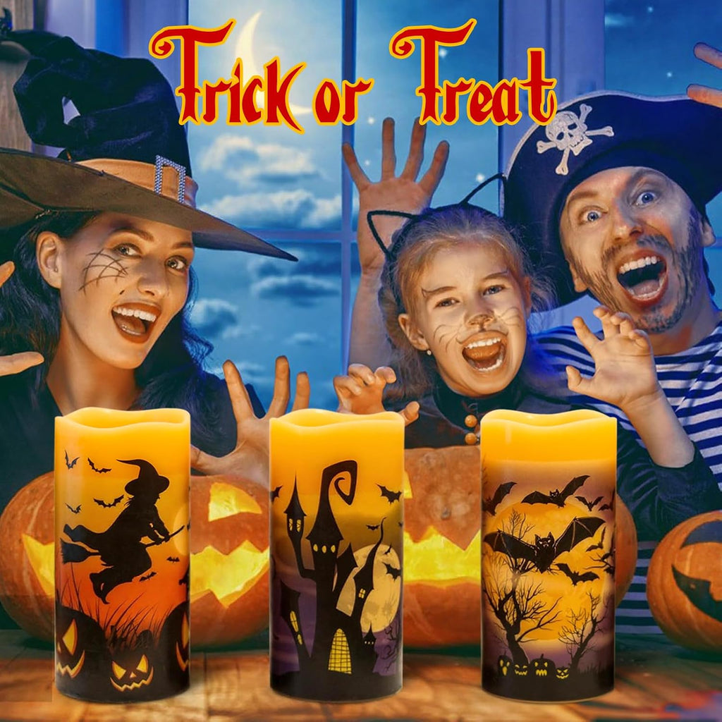 Rechargeable Halloween Flameless Candles with 6 Hour Timer