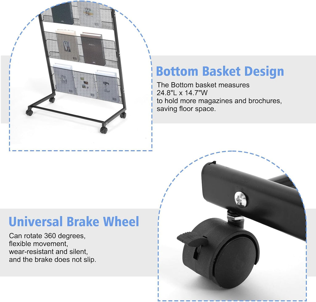 lesolar 4 Tier Floor-Standing Magazine Rack, Book Brochure Display Stand