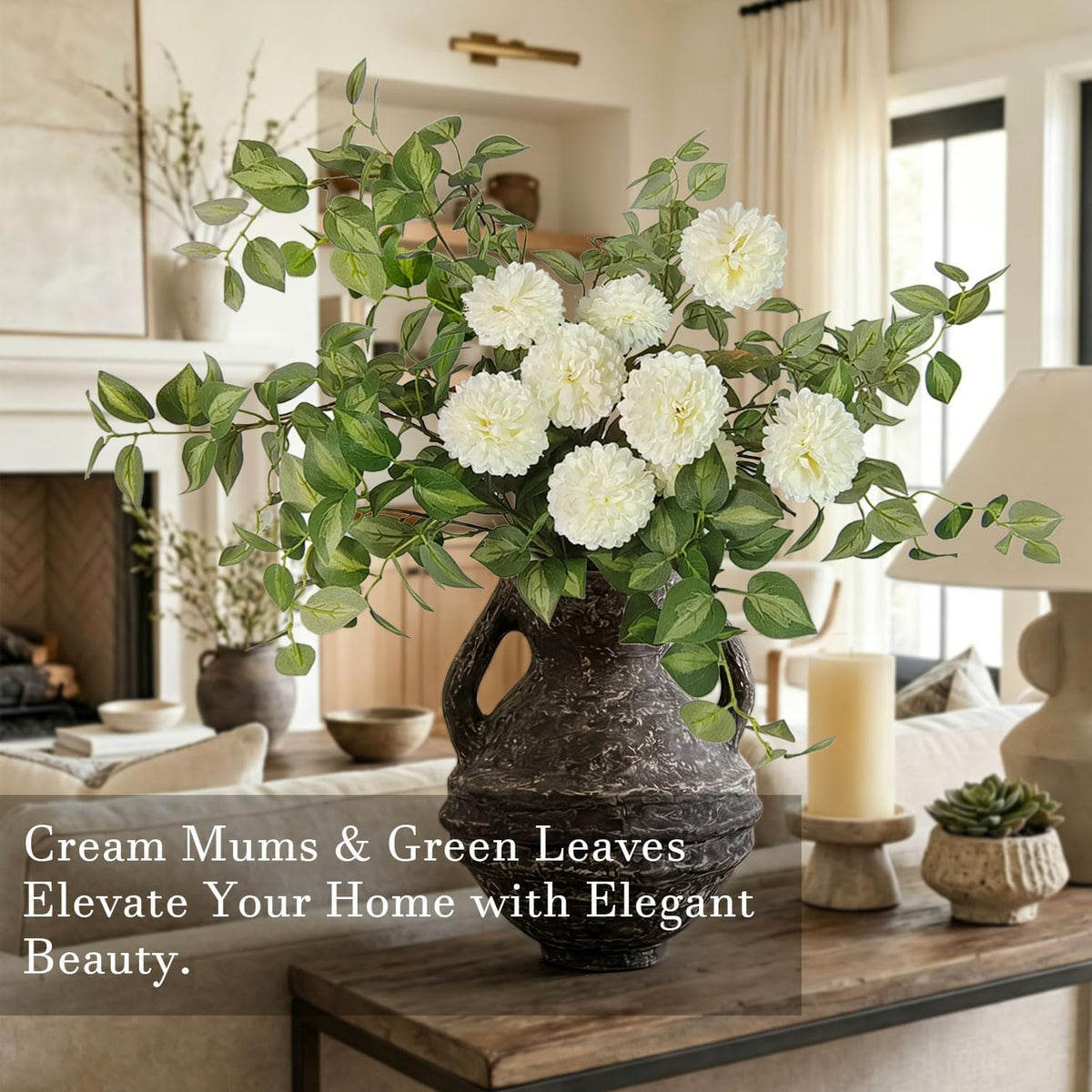 6PCS 32.7inch Long Artificial Stems Faux Greenery Stems for vase Faux Green Leaves Fake Plants branches Eucalyptus Leaves Faux Pothos Stems Artificial English Ivy for Home Decor Farmhouse Aesthetic