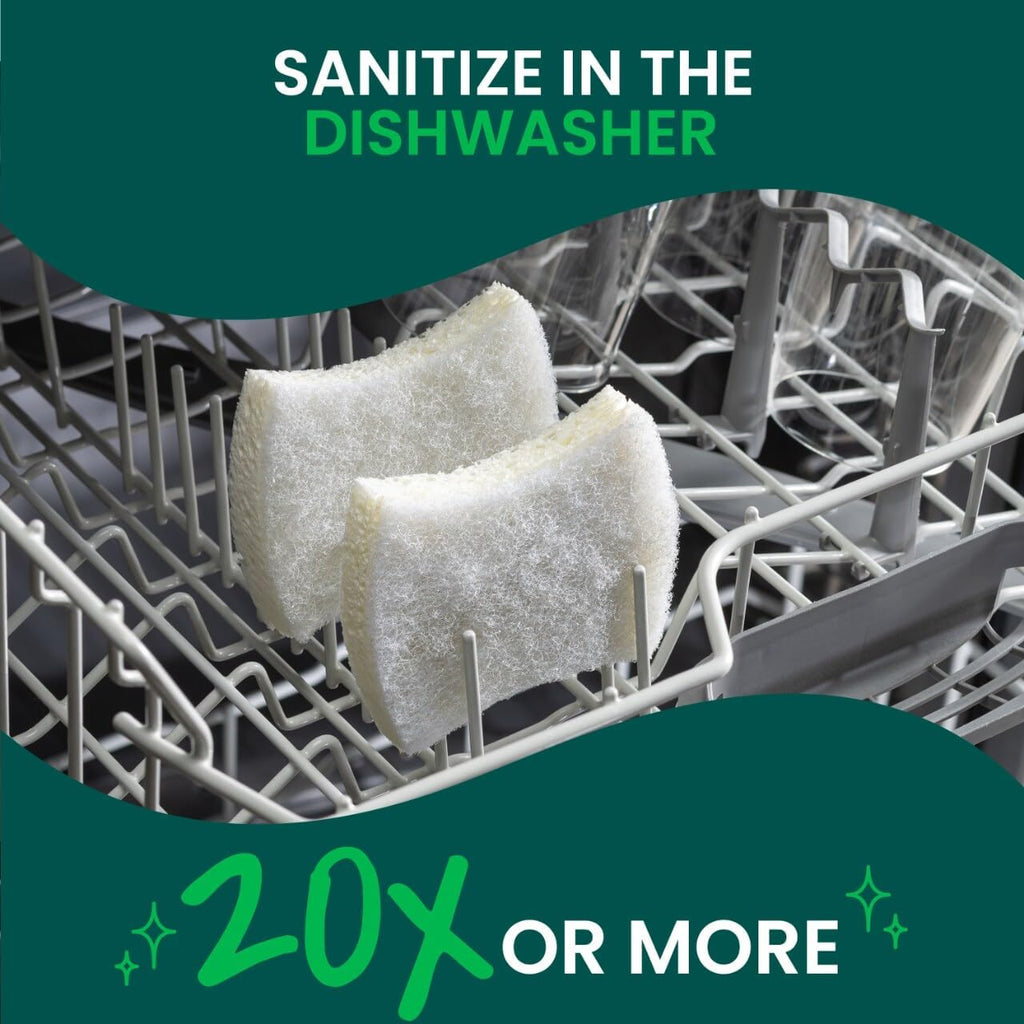 Scotch-Brite Greener Clean Non-Scratch Scrub Sponge, Sponge for Washing Dishes, Cleaning Kitchen, Superior Performance and Made with Sustainable Materials, Dishwasher Safe, 3 Scrub Sponges (Pack of 2)