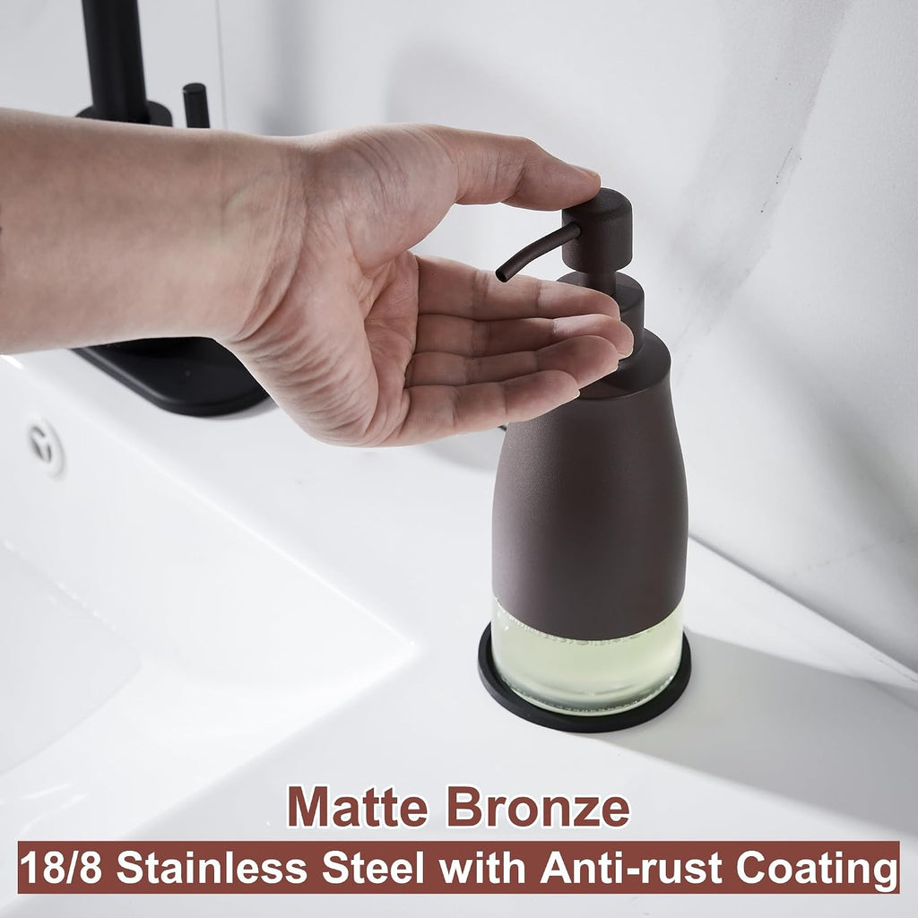 Gaussra Matte Brown Soap Dispenser with Coaster & Stickers - 11 OZ / 320 ML