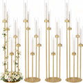 4Pcs 5 Arm Gold Candelabra Centerpieces for Table, Floor Candle Holders