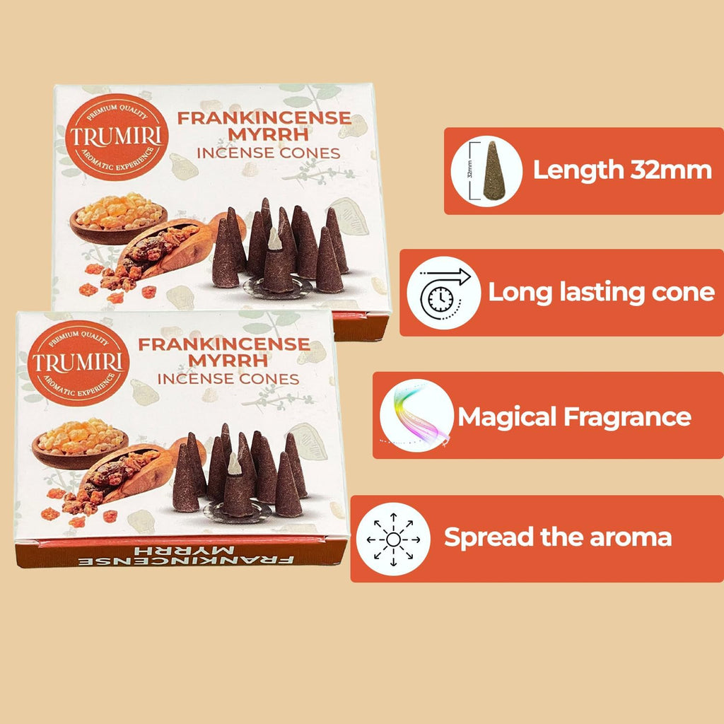 Frankincense Myrrh - Scented Incense Cones - Total 60 Cone Incense - Six Packs of 10 Insence Cones - Incense Cones Scented - Cone Incense Scents - Insense - Inscent