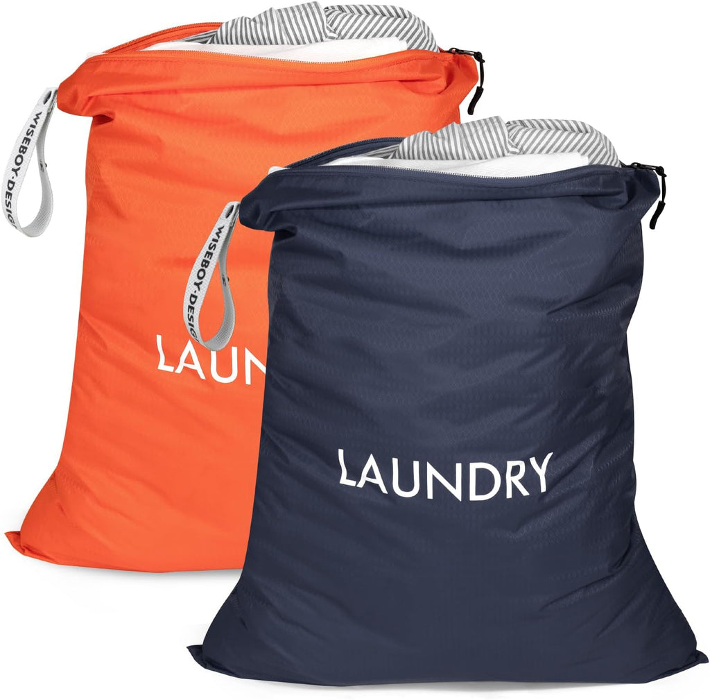 WiseBoy 2 Pack Travel Laundry Bags for Dirty Clothes, Laundry Bag, Zippered