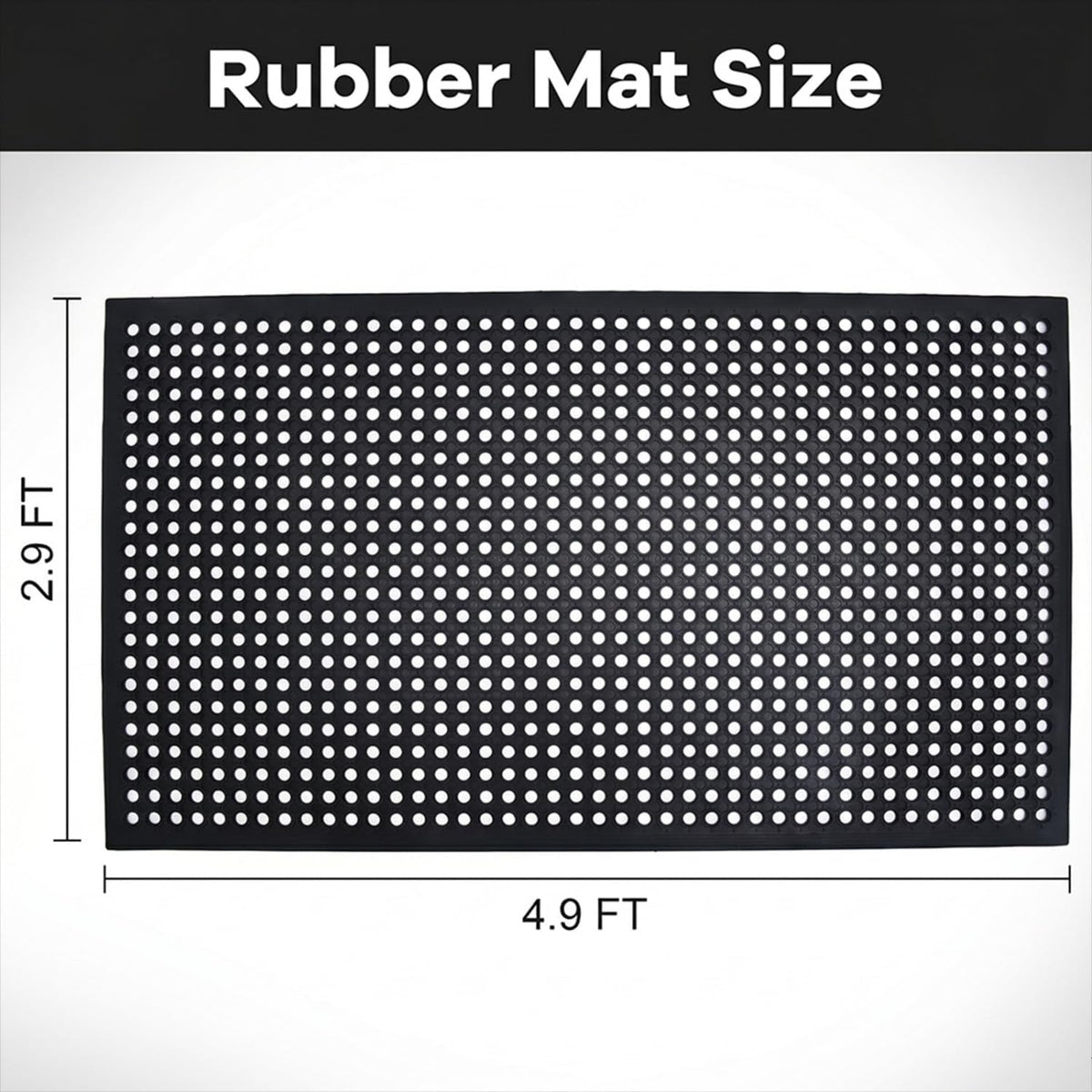 58" X 35" Rubber Mat with Drainage Black Anti-Slip Outdoor Door Mat