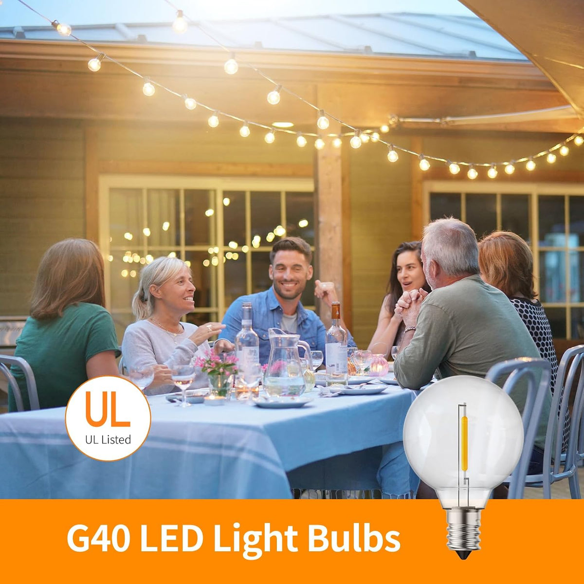 10PK G40 LED Replacement Bulbs, 0.6W Clear Globe Dimmable E12 Base