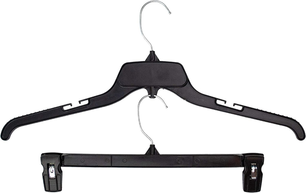 HangOn Shirt & Pants Hangers Combo Set Recycled Plastic, Black, 19 Inch & 14 Inch, 15 Each 30 Total