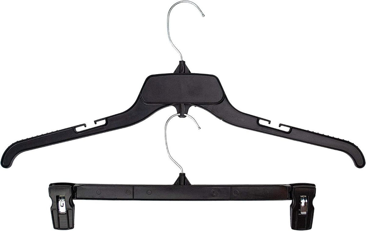 HangOn Shirt & Pants Hangers Combo Set Recycled Plastic, Black, 19 Inch & 14 Inch, 15 Each 30 Total
