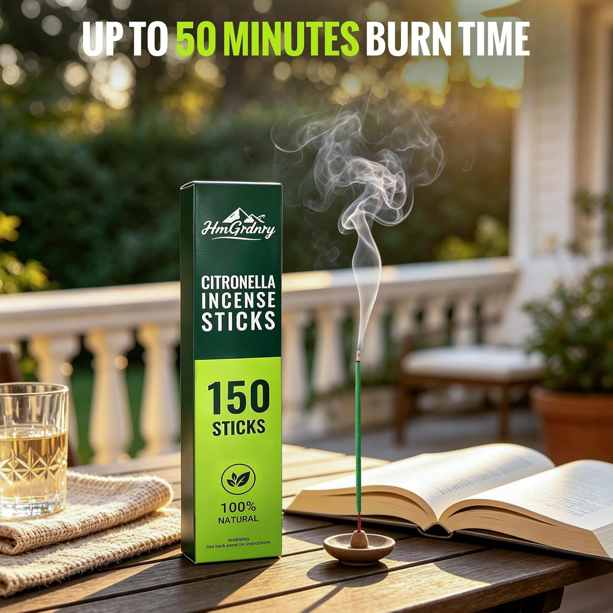 Citronella Incense Sticks (150 Sticks) – Citronella Incense Sticks Outdoor for Home Outside, Pool Side, Patio, Camping, Porches, Courtyards – Long Lasting Outdoor Incense