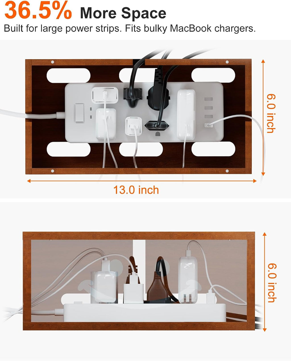 Solid Wood Cable Management Box, Cute Smile Cord Hider Box for Desk