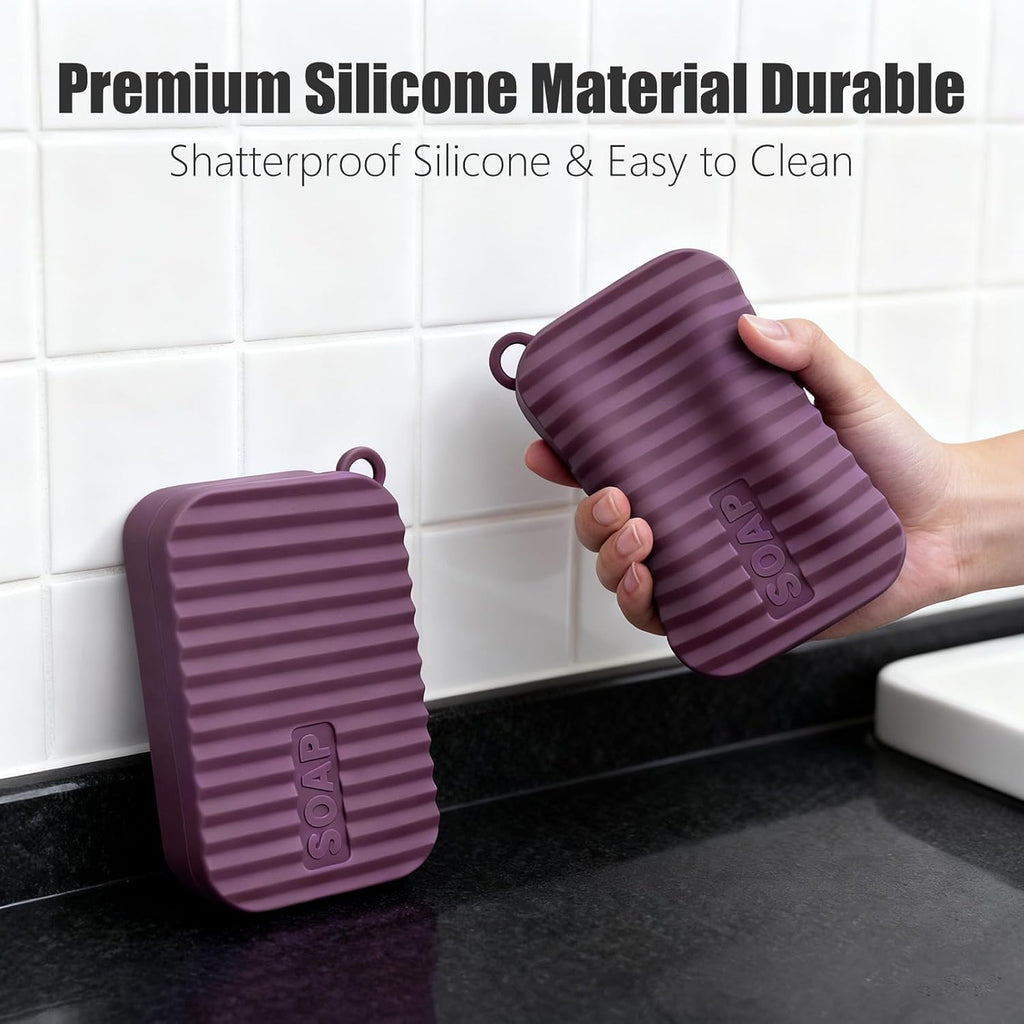 AIDIMMING Jumbo Silicone Travel Soap Case for 10 oz Soap Bars (Deep Purple)