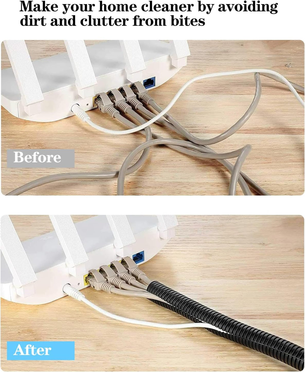 1/4 Inch Wire Loom Split Tubing - 16.5 ft Cord Protector Electric Wires Covers, Automotive Wire Flexible Conduit, Plastic Wire Cover