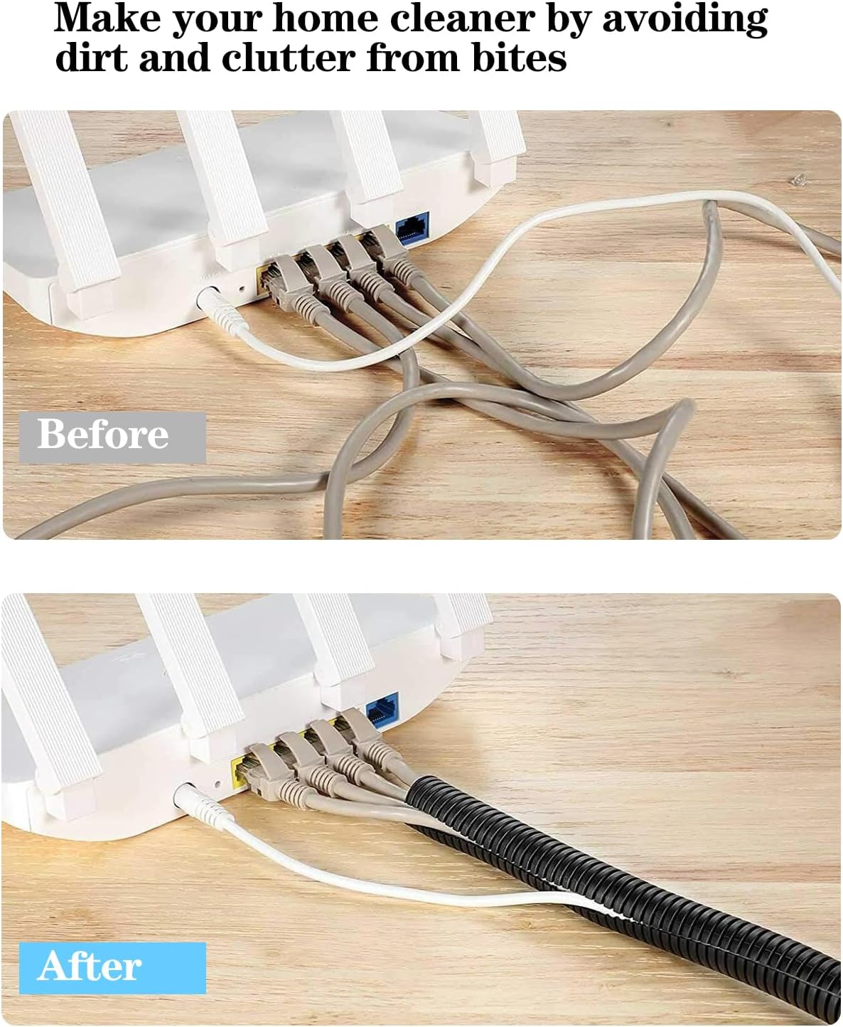 1/4 Inch Wire Loom Split Tubing - 16.5 ft Cord Protector Electric Wires Covers, Automotive Wire Flexible Conduit, Plastic Wire Cover