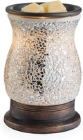 Candle Warmers ETC. Illumination Fragrance Warmer- Light-Up Warmer for Warming Scented Candle Wax Melts and Tarts or to Freshen Room, Reflection Mosaic Silver Glass