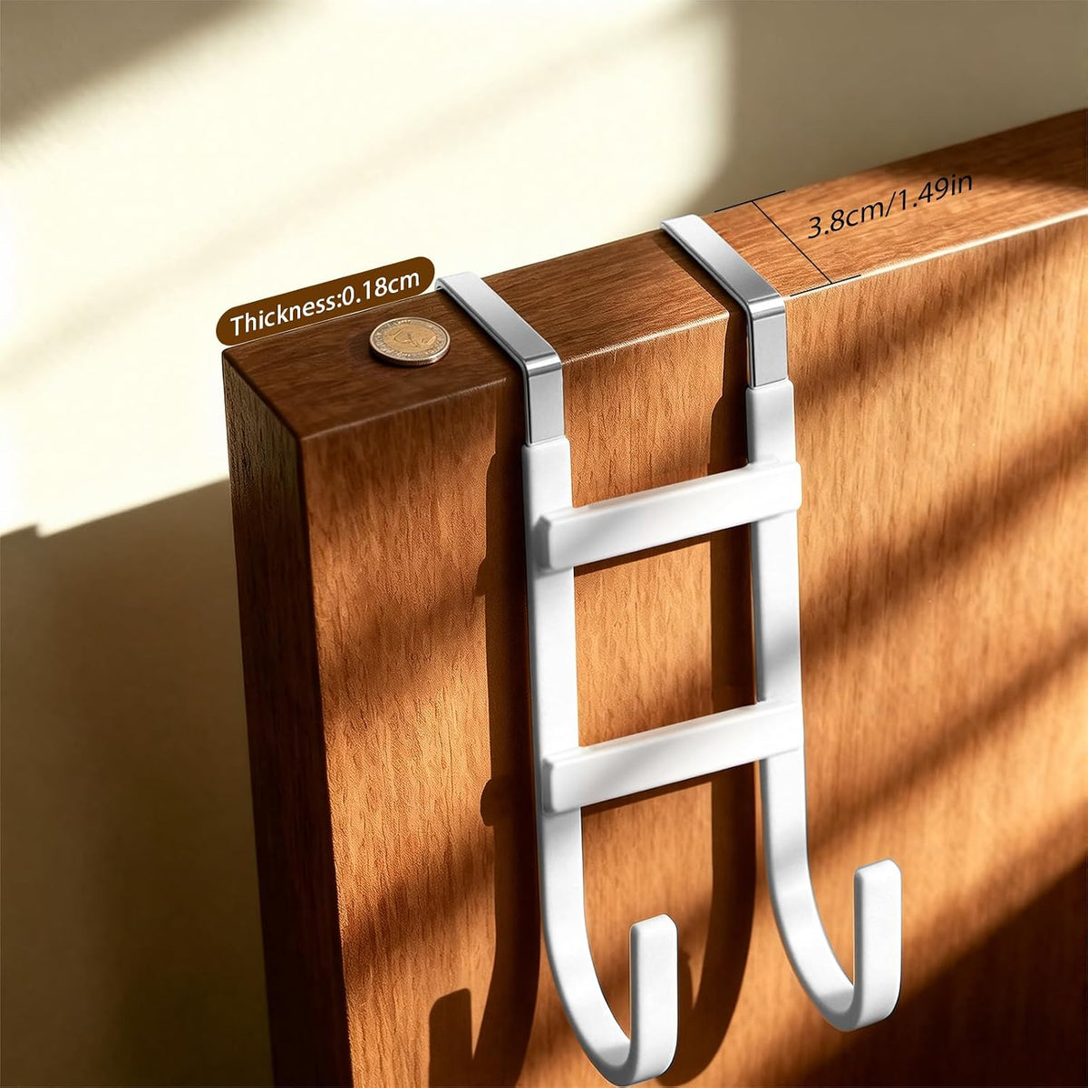 Over the Door Hooks, 4-Pack Scratch-Resistant Over the Door Hanger with Rubber for Hanging Towels, bags, Coats and Keys, Suitable for Most interior doors such as in bathroom, bedroom, and kitchen