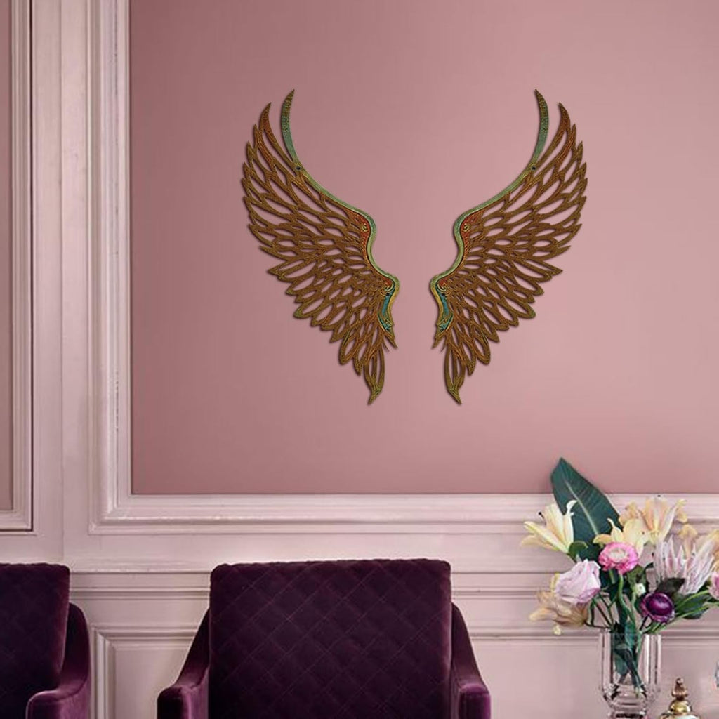 DUOOLN Angel Wings Metal Wall Decor Art, Abstract Butterfly Sculpture-Gold