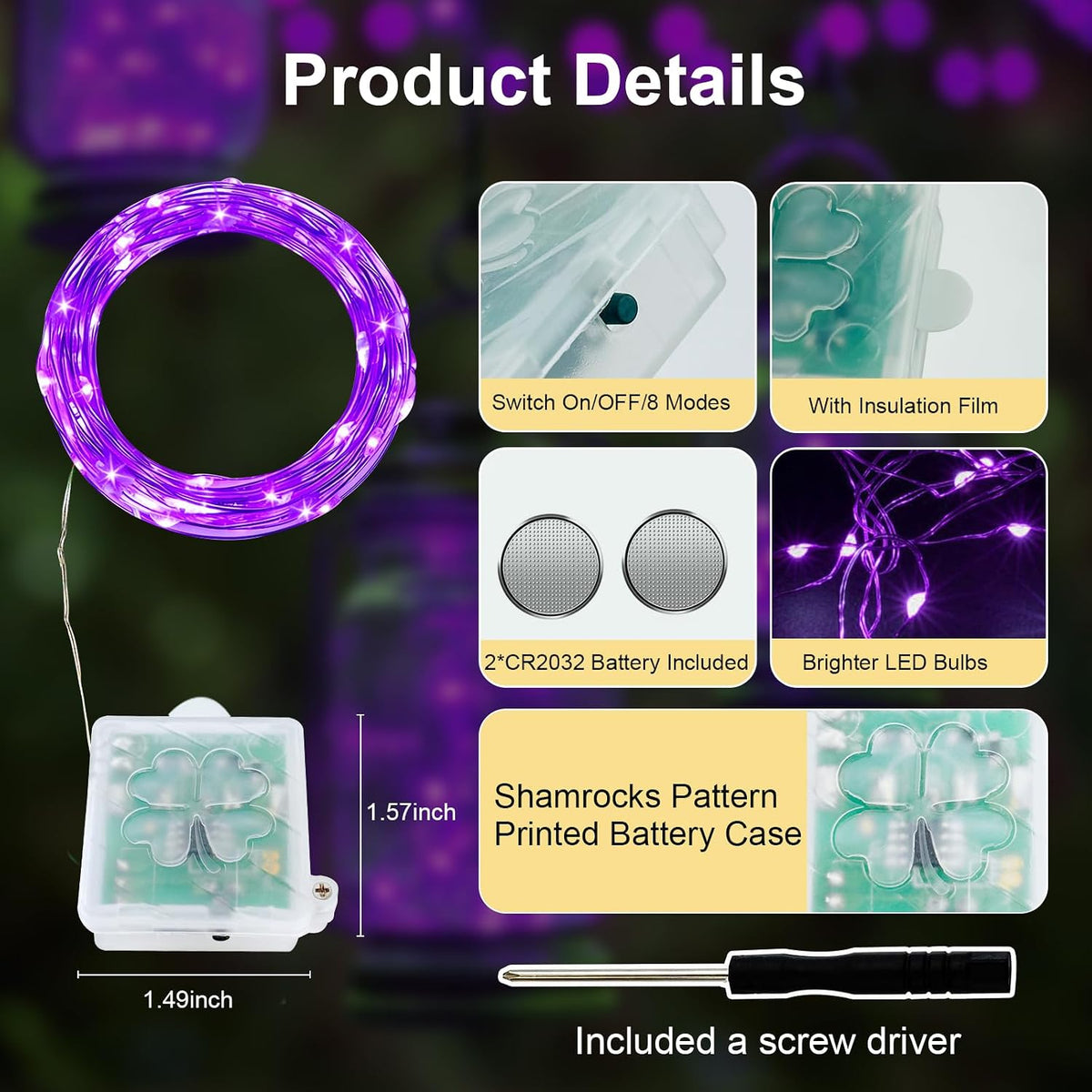 AIKEI 6 Pack Fairy Lights with Timer Battery, 8 Modes Remote,Purple