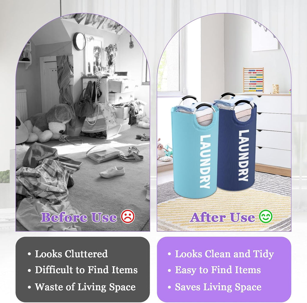 2Pcs 95L Large Clothes Hampers, Foldable Laundry Basket with Handles