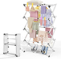 4-Tier Foldable Clothes Drying Rack, Adjustable Width 16.3"-27.95", Heavy Duty Stainless Steel Laundry Drying Rack Holds Up to 60 lbs, No Assembly, Space-Saving Indoor & Outdoor Drying Rack