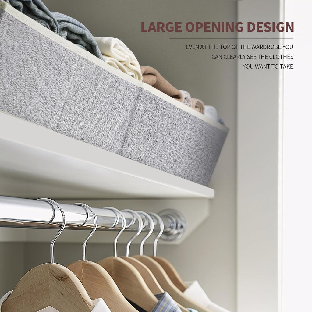 Homsorout Closet Organizers Bins 18 Packs - Large Closet Shelf Organizer with Handles, Fabric Trapezoid Storage Bins, Collapsible Storage Cubes for Clothes, Towels, Light Gray