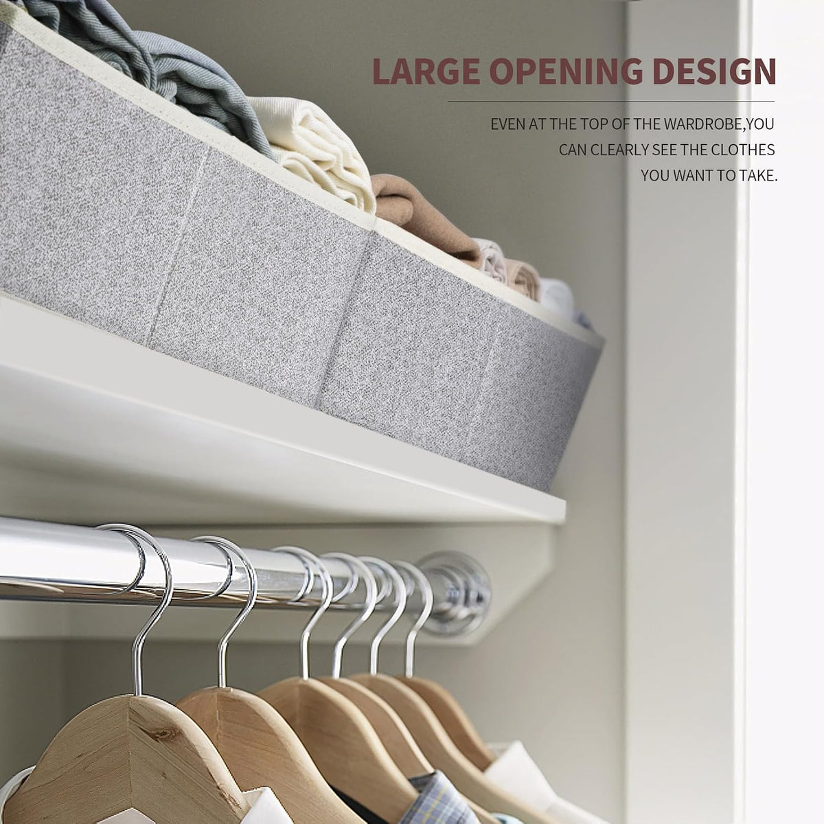 Homsorout Closet Organizers Bins 18 Packs - Large Closet Shelf Organizer with Handles, Fabric Trapezoid Storage Bins, Collapsible Storage Cubes for Clothes, Towels, Light Gray